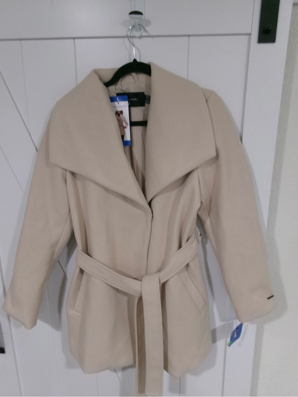 Tahari Cream Belted Wrap Blazer